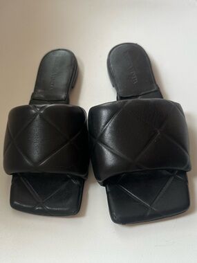 Black Bottega Veneta Slide Sandals -